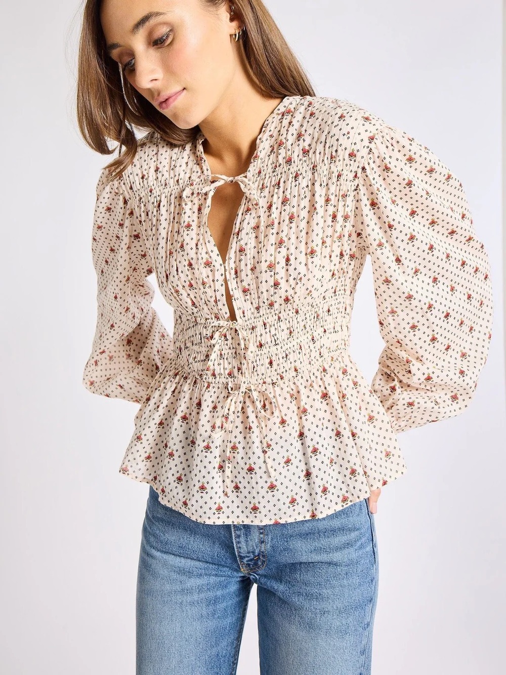 Mille Ella Top in Blush Foulard | Size Medium | NWT ($192)